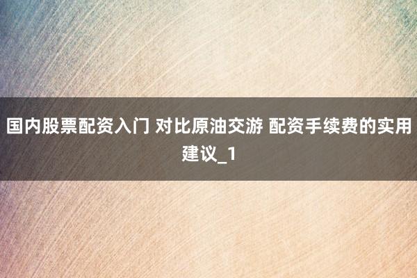 国内股票配资入门 对比原油交游 配资手续费的实用建议_1