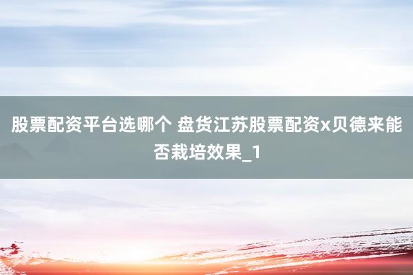 股票配资平台选哪个 盘货江苏股票配资x贝德来能否栽培效果_1