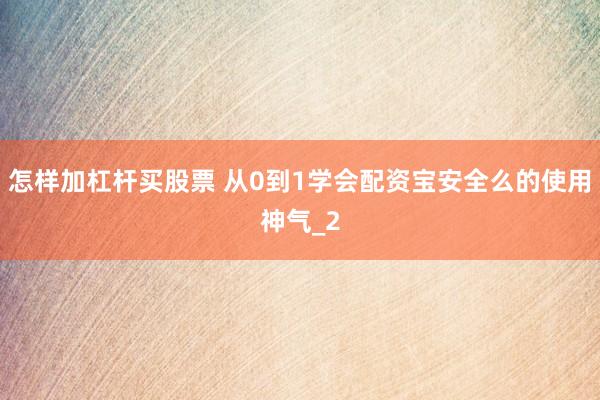 怎样加杠杆买股票 从0到1学会配资宝安全么的使用神气_2