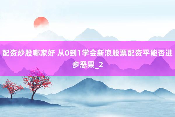 配资炒股哪家好 从0到1学会新浪股票配资平能否进步恶果_2
