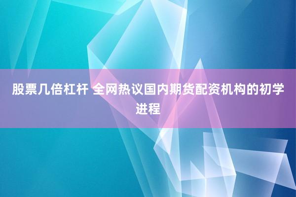 股票几倍杠杆 全网热议国内期货配资机构的初学进程