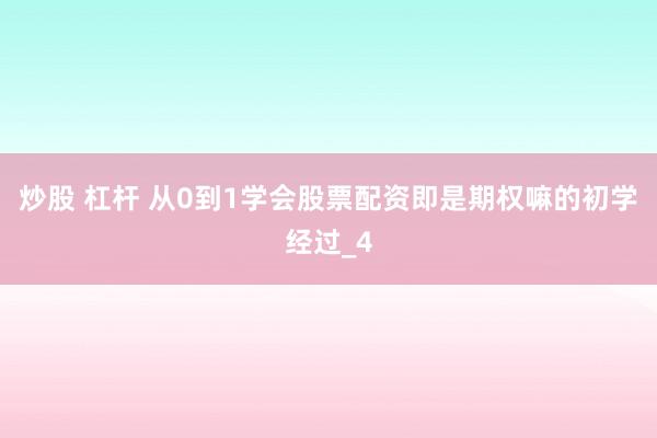 炒股 杠杆 从0到1学会股票配资即是期权嘛的初学经过_4