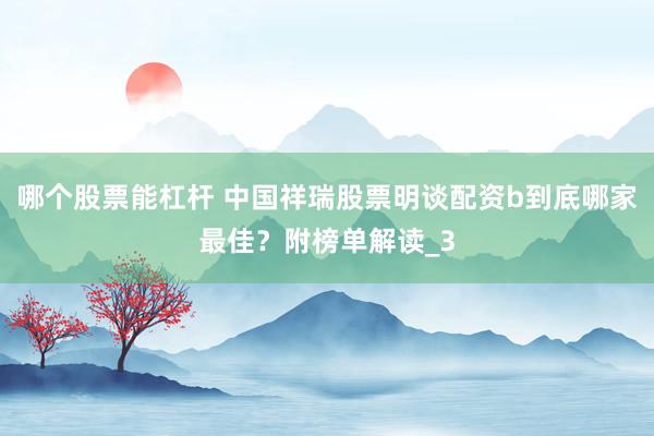 哪个股票能杠杆 中国祥瑞股票明谈配资b到底哪家最佳？附榜单解读_3