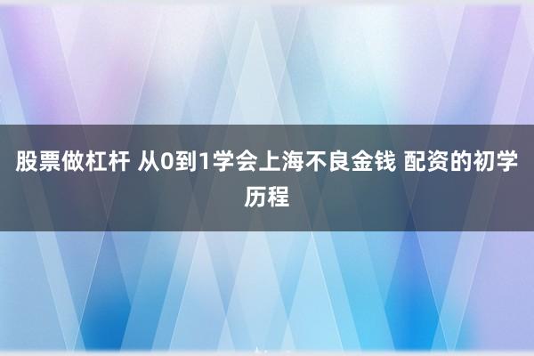 股票做杠杆 从0到1学会上海不良金钱 配资的初学历程