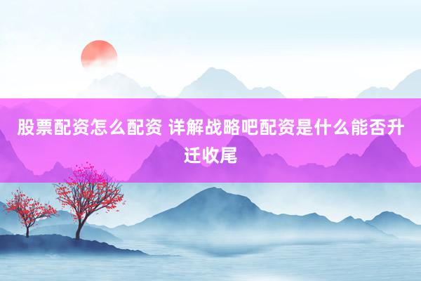 股票配资怎么配资 详解战略吧配资是什么能否升迁收尾