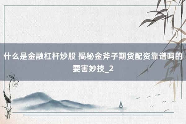 什么是金融杠杆炒股 揭秘金斧子期货配资靠谱吗的要害妙技_2