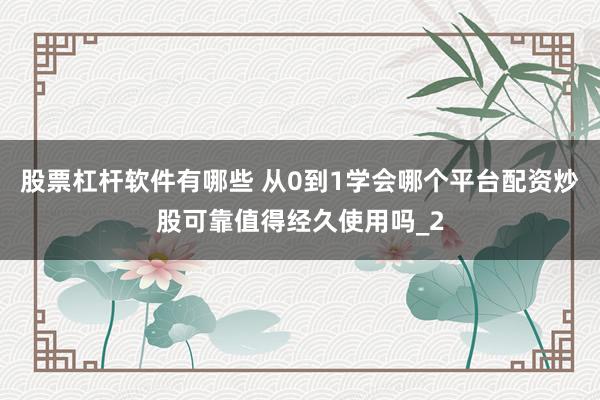 股票杠杆软件有哪些 从0到1学会哪个平台配资炒股可靠值得经久使用吗_2