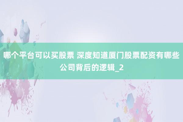 哪个平台可以买股票 深度知道厦门股票配资有哪些公司背后的逻辑_2