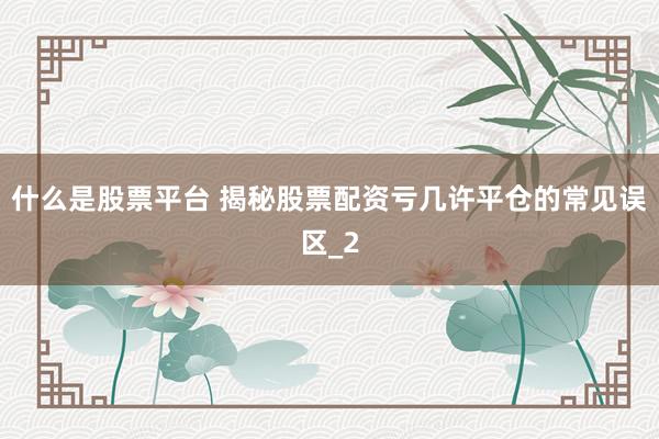 什么是股票平台 揭秘股票配资亏几许平仓的常见误区_2