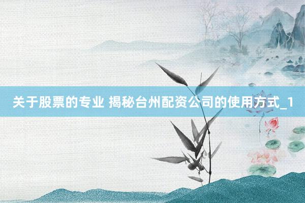 关于股票的专业 揭秘台州配资公司的使用方式_1