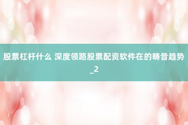 股票杠杆什么 深度领路股票配资软件在的畴昔趋势_2