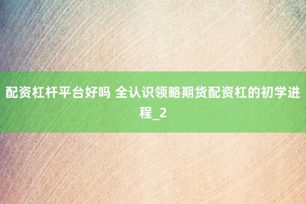 配资杠杆平台好吗 全认识领略期货配资杠的初学进程_2