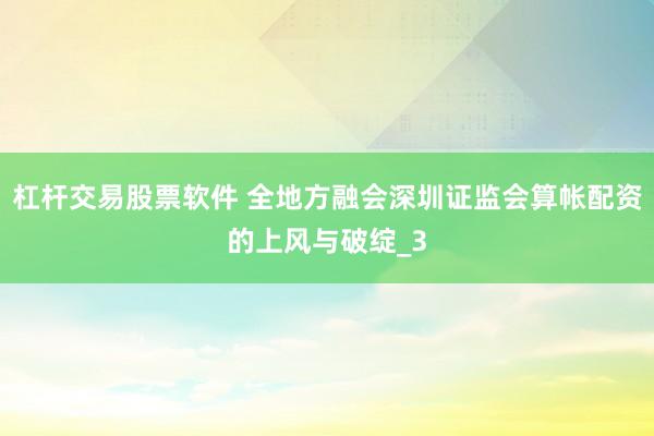 杠杆交易股票软件 全地方融会深圳证监会算帐配资的上风与破绽_3
