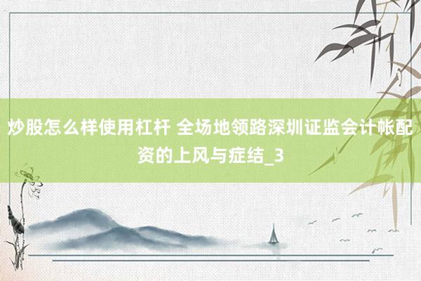炒股怎么样使用杠杆 全场地领路深圳证监会计帐配资的上风与症结_3