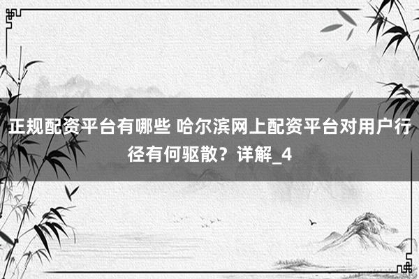 正规配资平台有哪些 哈尔滨网上配资平台对用户行径有何驱散？详解_4