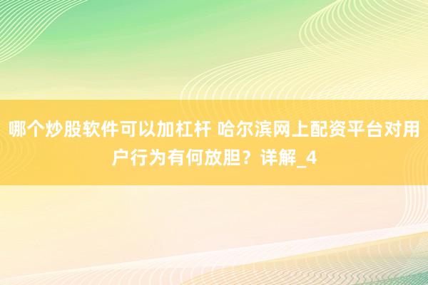 哪个炒股软件可以加杠杆 哈尔滨网上配资平台对用户行为有何放胆？详解_4