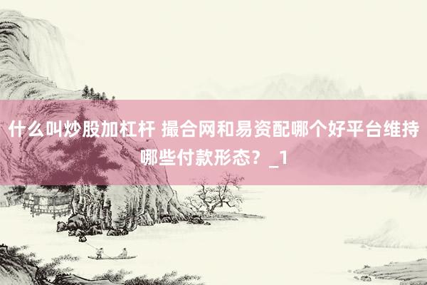 什么叫炒股加杠杆 撮合网和易资配哪个好平台维持哪些付款形态？_1