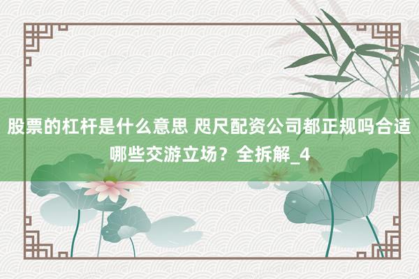 股票的杠杆是什么意思 咫尺配资公司都正规吗合适哪些交游立场？全拆解_4