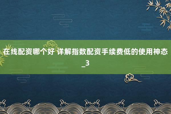 在线配资哪个好 详解指数配资手续费低的使用神态_3