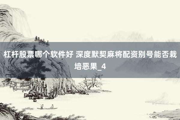 杠杆股票哪个软件好 深度默契麻将配资别号能否栽培恶果_4