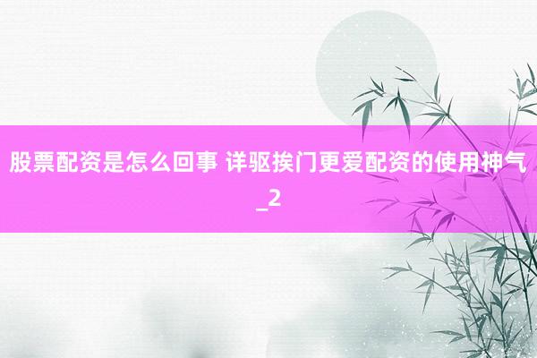 股票配资是怎么回事 详驱挨门更爱配资的使用神气_2