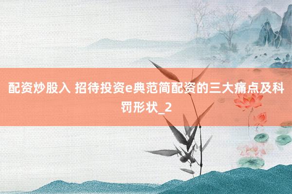 配资炒股入 招待投资e典范简配资的三大痛点及科罚形状_2