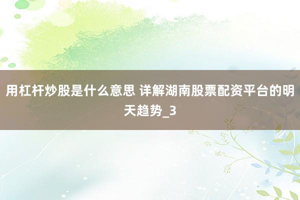 用杠杆炒股是什么意思 详解湖南股票配资平台的明天趋势_3