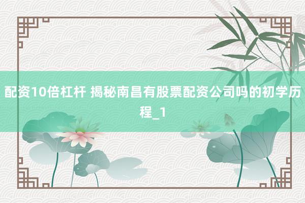 配资10倍杠杆 揭秘南昌有股票配资公司吗的初学历程_1