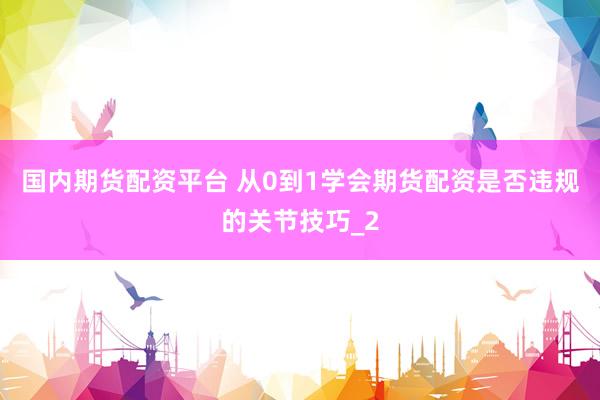 国内期货配资平台 从0到1学会期货配资是否违规的关节技巧_2