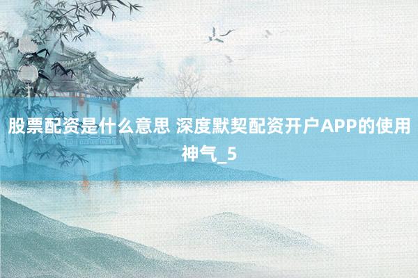 股票配资是什么意思 深度默契配资开户APP的使用神气_5