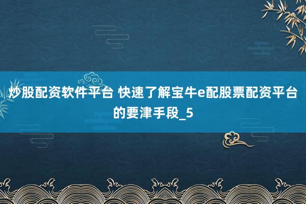 炒股配资软件平台 快速了解宝牛e配股票配资平台的要津手段_5