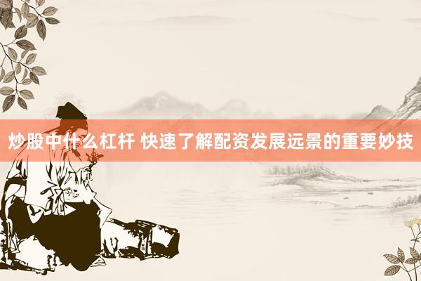 炒股中什么杠杆 快速了解配资发展远景的重要妙技