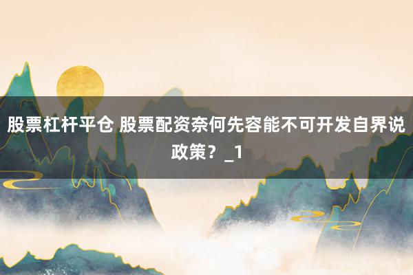 股票杠杆平仓 股票配资奈何先容能不可开发自界说政策？_1