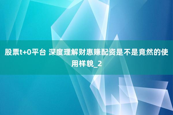 股票t+0平台 深度理解财惠赚配资是不是竟然的使用样貌_2
