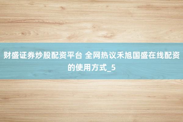 财盛证券炒股配资平台 全网热议禾旭国盛在线配资的使用方式_5