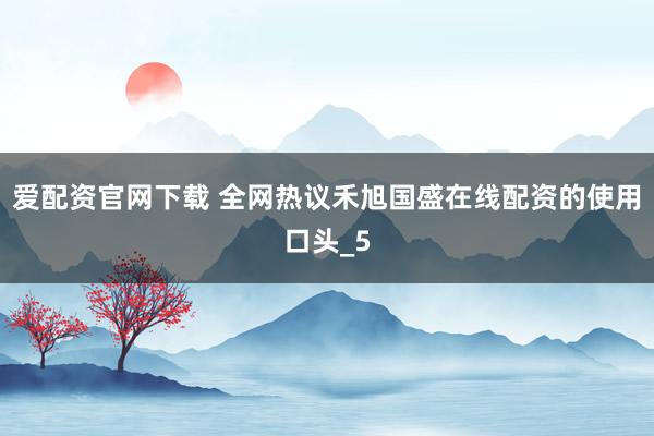 爱配资官网下载 全网热议禾旭国盛在线配资的使用口头_5